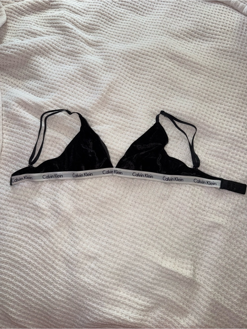 Calvin Klein Velvet Black Logo Elastic Triangle Bralette